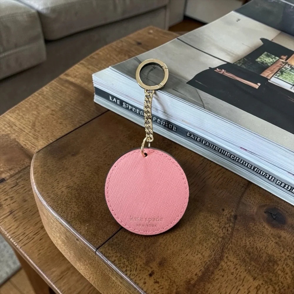 Kate Spade New York Round Floral Leather Key Chain Fob NWOT